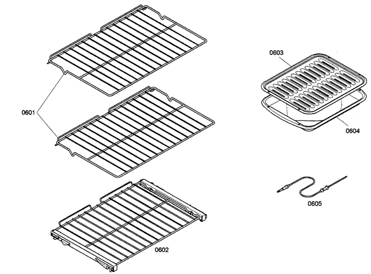 Racks Diagram and Parts List for ME301EP01  Thermador Wall Oven