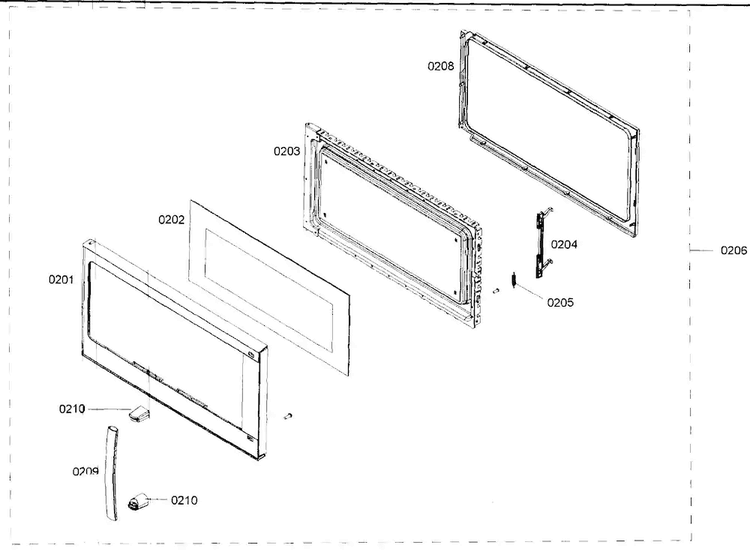 Door Asy Diagram and Parts List for HMV8051U 01 Bosch Microwave