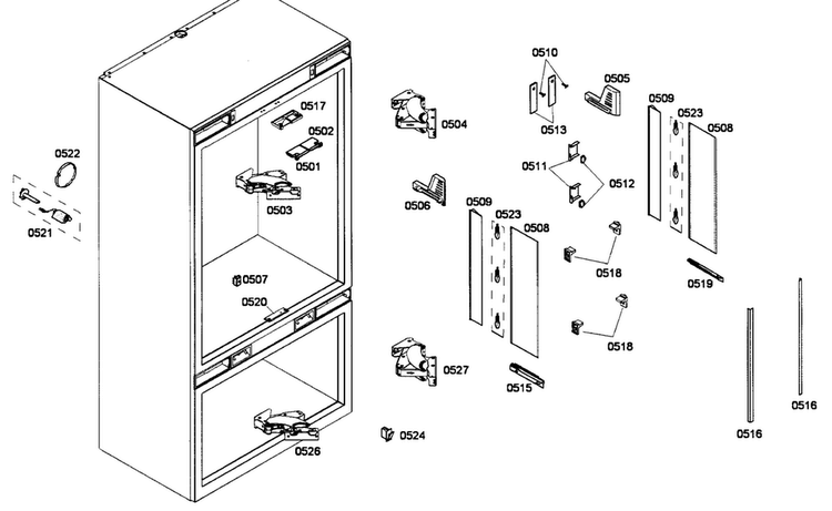 Lighting Assy Diagram and Parts List for T36BT71FS 08 Thermador Refrigerator