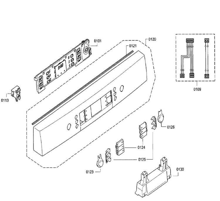 Control Panel Diagram and Parts List for SGE68U55UC B4 Bosch Dishwasher