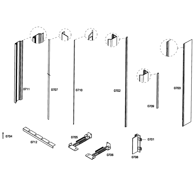 Framing Diagram and Parts List for T36IT71FNS 01 Thermador Refrigerator