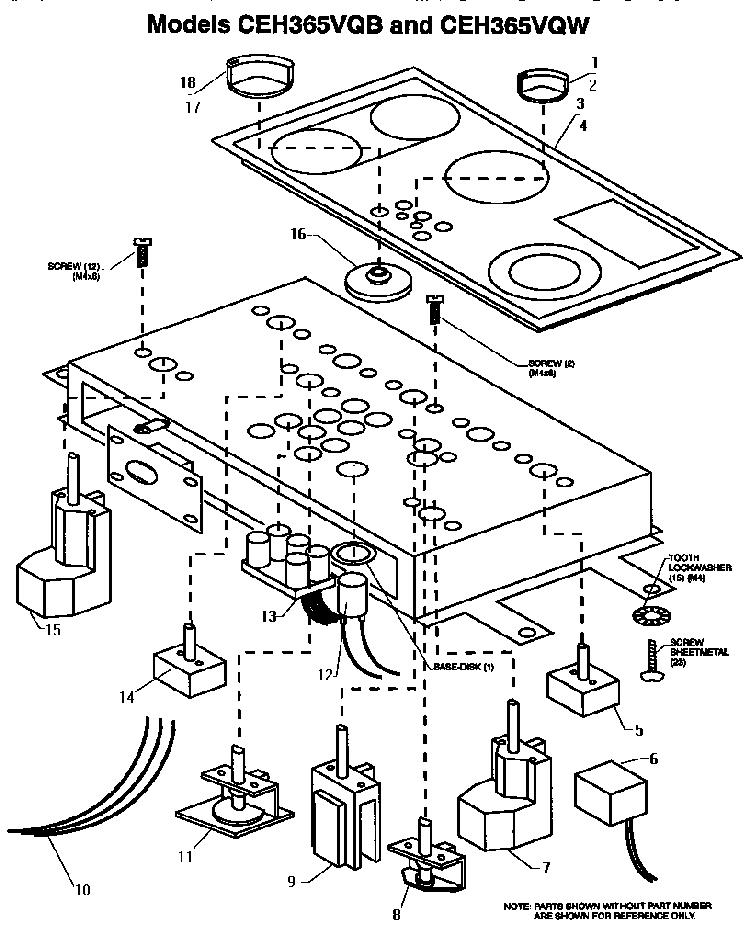 Section 2 Diagram and Parts List for CEH365VQW  Thermador Cooktop