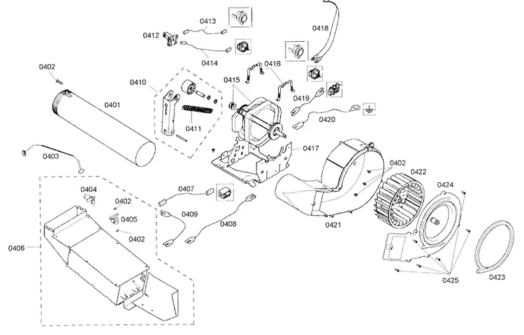 Motor Assy Diagram and Parts List for WTMC5330US 06 Bosch Dryer