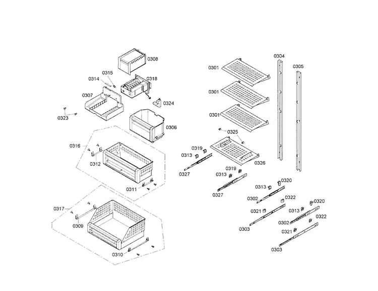 Ice Maker Diagram and Parts List for T30IF70FSS-01  Thermador Freezer