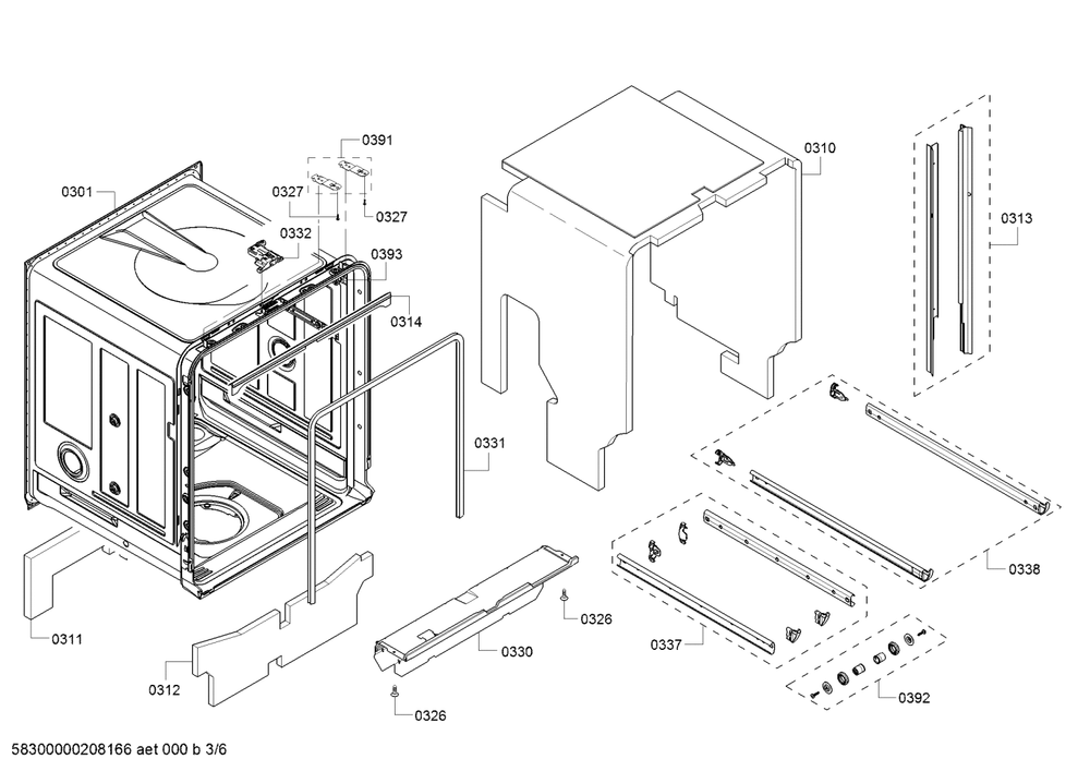 Diagram 3 Diagram and Parts List for SHE863WF5N 10 Bosch Dishwasher