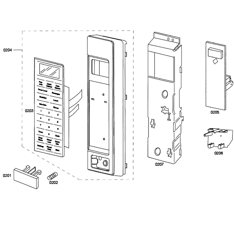 Control Panel Diagram and Parts List for HMB5050 02 Bosch Microwave
