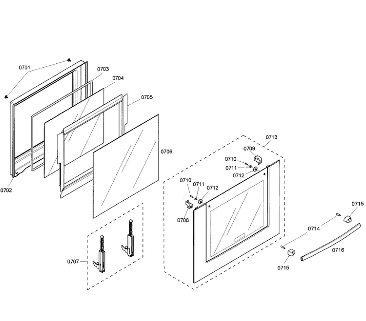 Door Lower Diagram and Parts List for HBL3560UC 03 Bosch Wall Oven