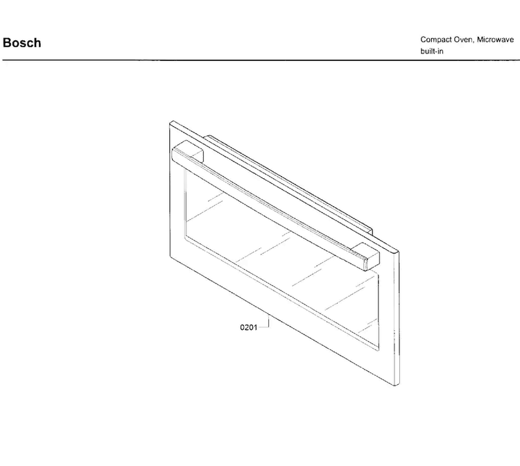 Door Diagram and Parts List for HMC87152UC 01 Bosch Microwave