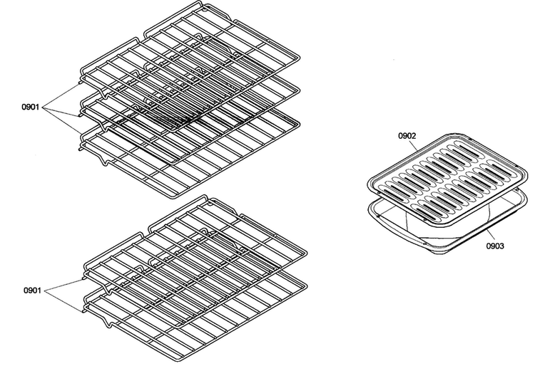 Shelfs Assy Diagram and Parts List for HBN3520UC 01 Bosch Wall Oven