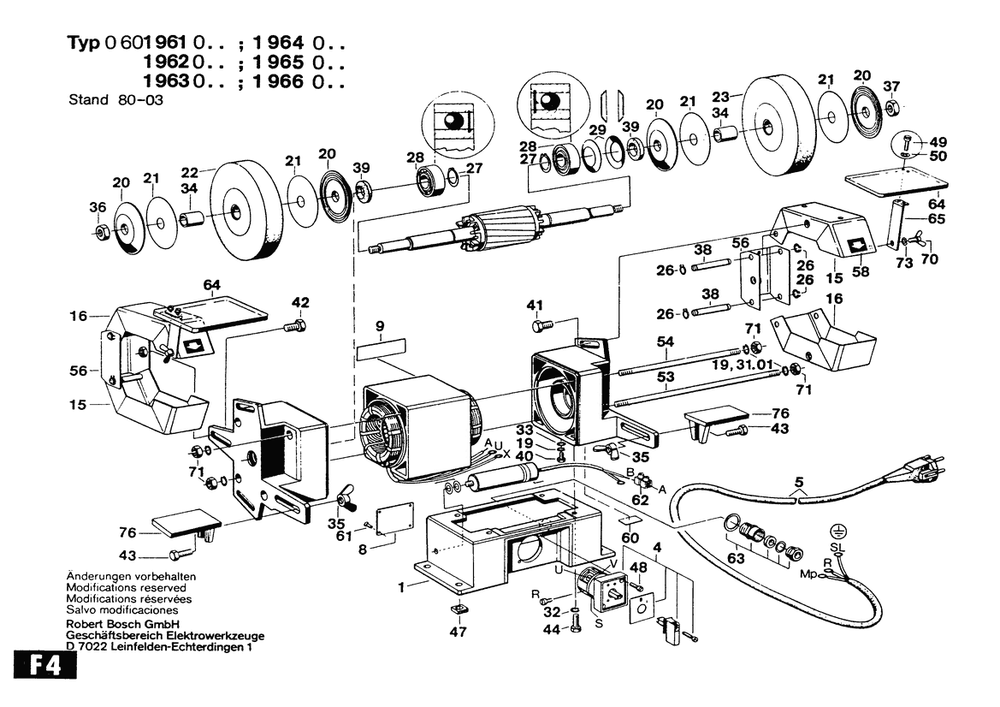 Section 1 Diagram and Parts List for 0601964060  Bosch Sander Grinder