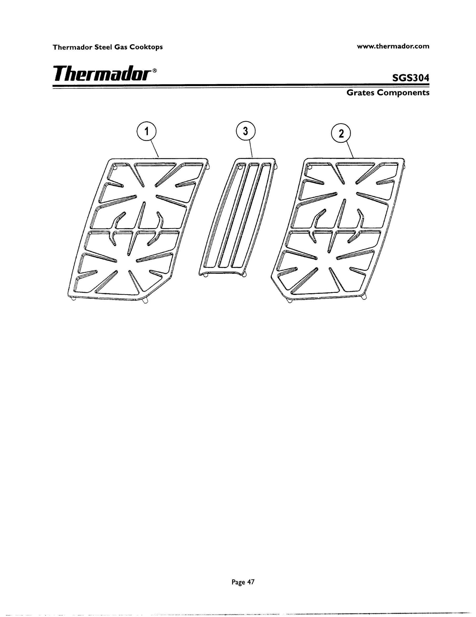 46 - GRATE COMPONENTS Diagram and Parts List for SGS304ZS  Bosch Range