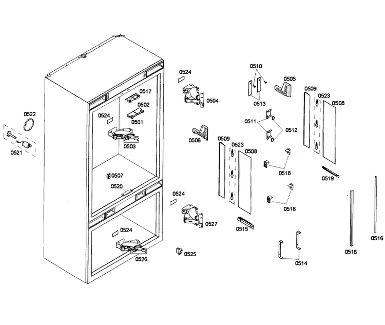 Cabinet Diagram and Parts List for T36IT71FN 23 Thermador Refrigerator