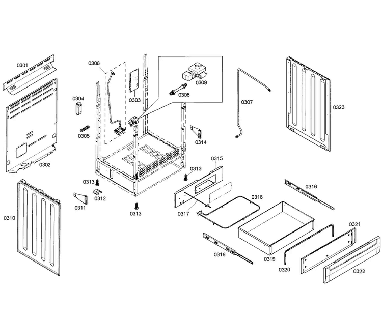 Base Assy Diagram and Parts List for HGS7052UC 01 Bosch Range