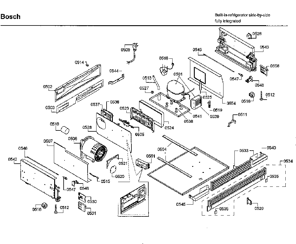 Compressor Diagram and Parts List for B30IR800SP 01 Bosch Refrigerator