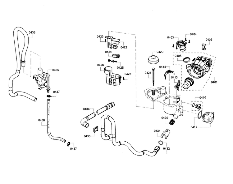 Pump Diagram and Parts List for SHX4AT55UC 14 Bosch Dishwasher