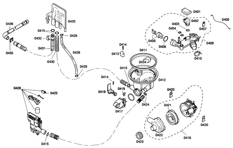 Pump Diagram and Parts List for SHE43F16UC 60 Bosch Dishwasher