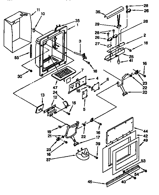 Dispenser And Front Diagram and Parts List for TSS48QBW00  Thermador Refrigerator