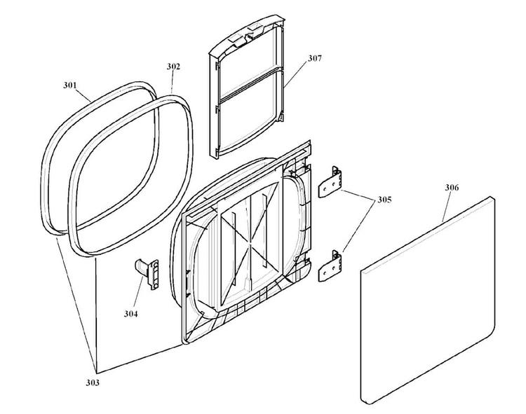 Door Assy Diagram and Parts List for WTA3510UC 13 Bosch Dryer