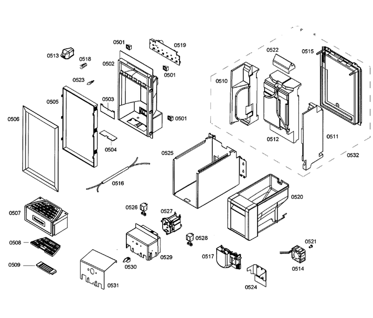 Dispenser Diagram and Parts List for T18ID80NLP 41 Thermador Freezer