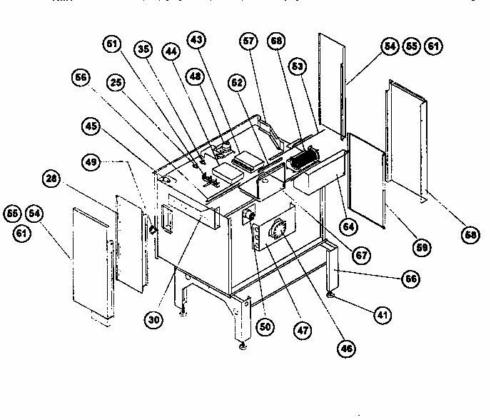 (drop-in) Main Body Diagram and Parts List for RDDS30VQ  Thermador Range