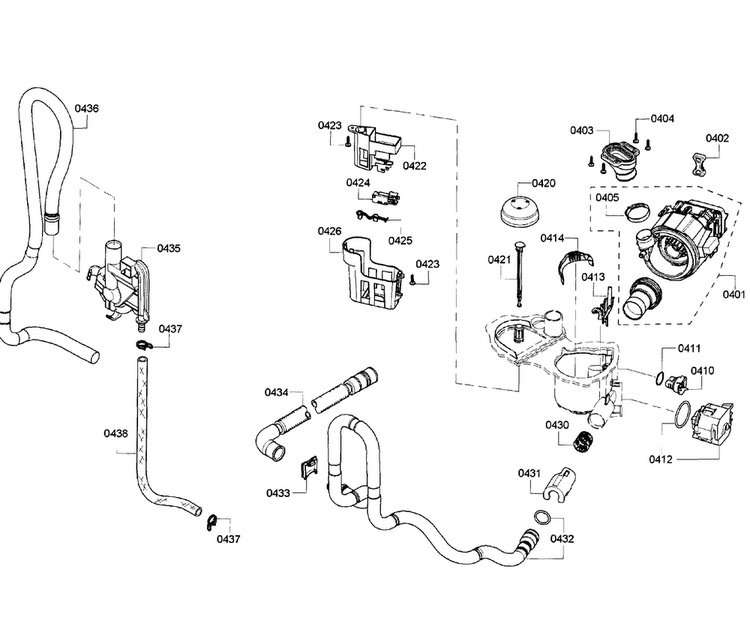 Pump Assy Diagram and Parts List for SHX3AR72UC 07 Bosch Dishwasher