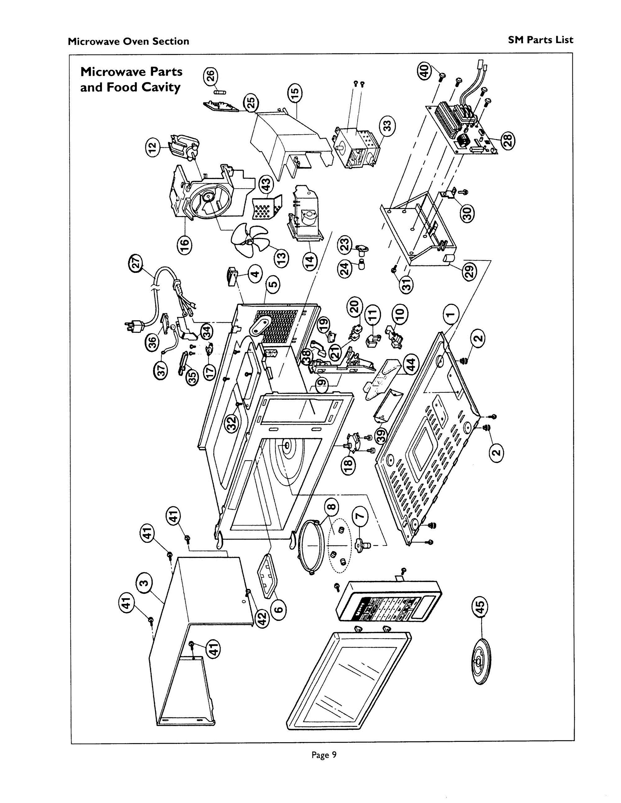 08 - MICROWAVE PARTS & FOOD CAVITY Diagram and Parts List for SM272B  Bosch Range