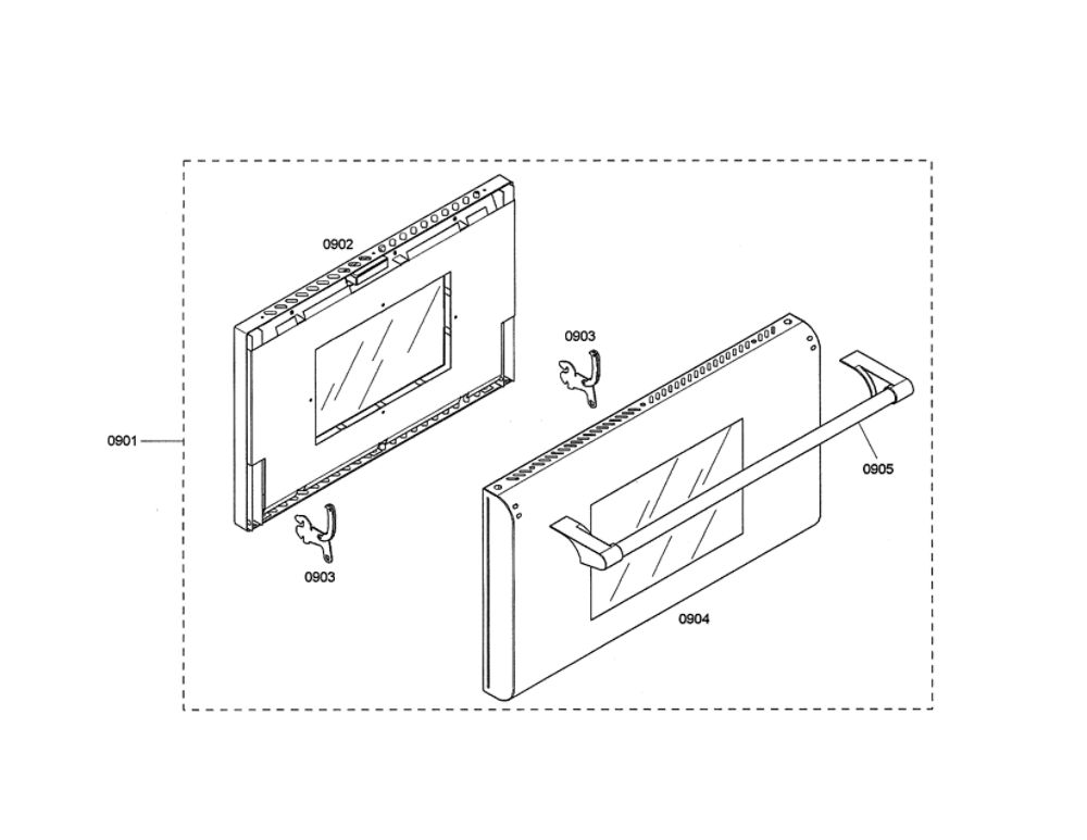 Door Diagram and Parts List for PDR364GDZS 03 Thermador Range