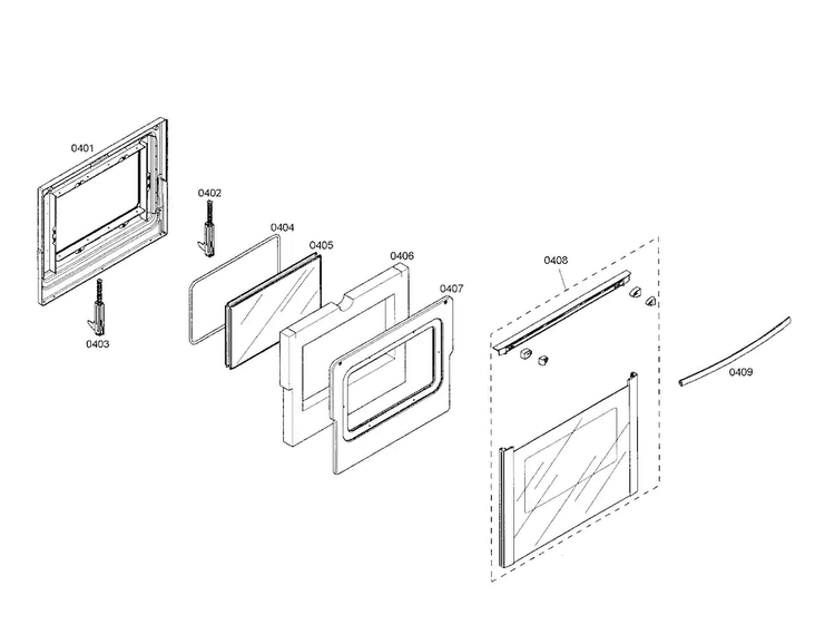 Door Diagram and Parts List for HDI7282U 01 Bosch Range