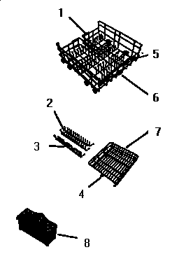 Baskets Diagram and Parts List for TD123  Thermador Dishwasher