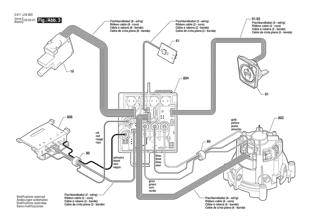 Section 3 Diagram and Parts List for 3611J19010  Bosch Hammer Drill