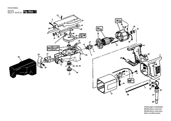 Bosch Hd4740typ5 (F0124740ca) Diagram and Parts List for HD4740 (TYPE 5)(F0124740CA) Bosch Reciprocating Saw