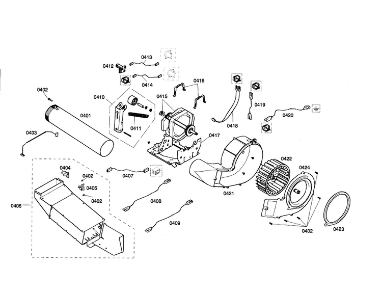 Motor Assembly Diagram and Parts List for WTMC632SUS 01 Bosch Dryer