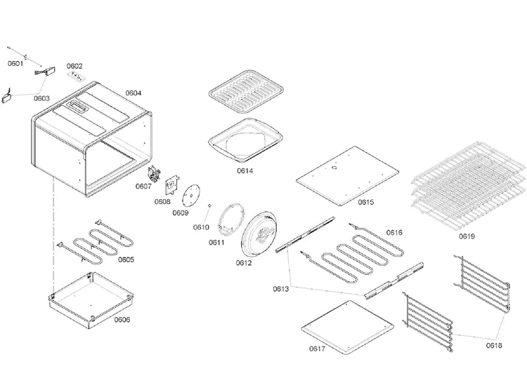 Oven Assy Diagram and Parts List for PD366BS 01 Thermador Range