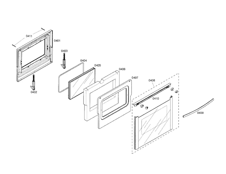 Door Diagram and Parts List for HES7132U 01 Bosch Range