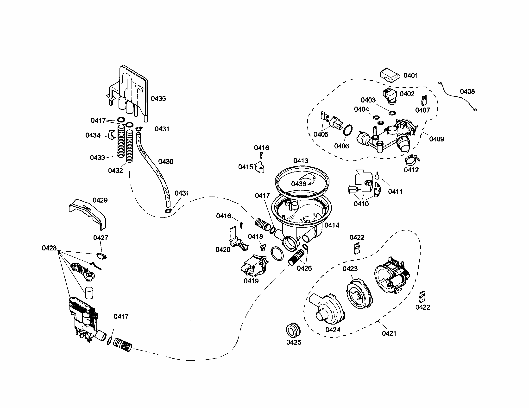 Heater/sump/pump Diagram and Parts List for S35KMK17UC 27 Bosch Dishwasher