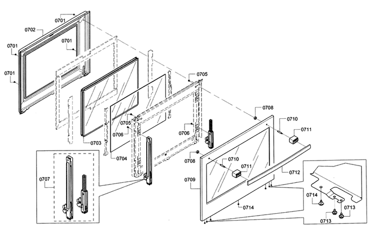 Door Diagram and Parts List for HDIP054U 01 Bosch Range