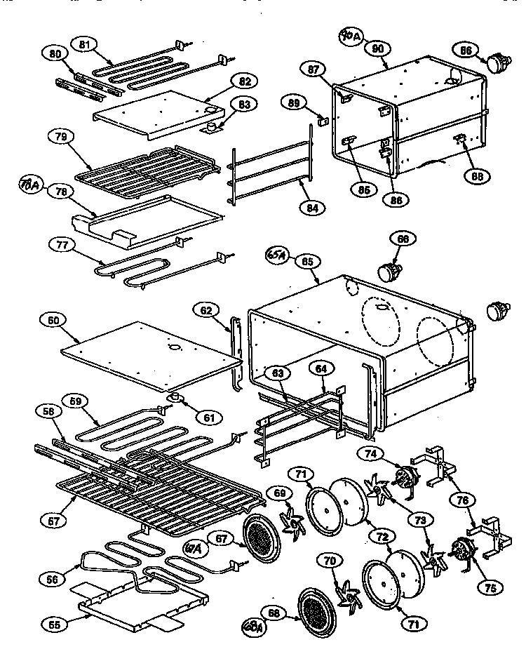 Oven Parts Diagram and Parts List for PRSE48-4GG  Thermador Range
