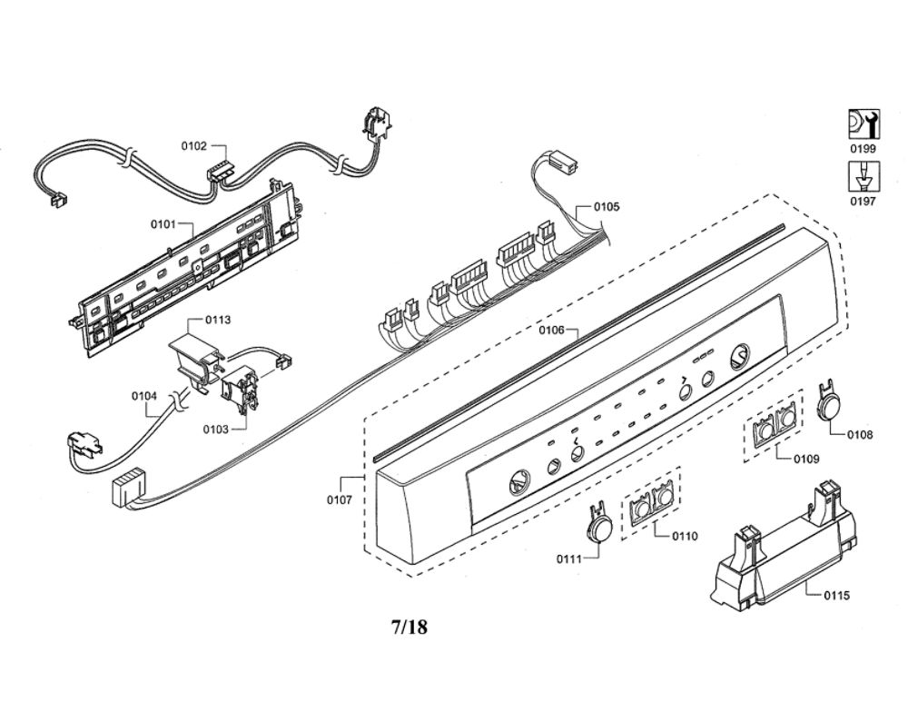 Controller/Facia Panel Diagram and Parts List for SHE3ARL5UC 21 Bosch Dishwasher
