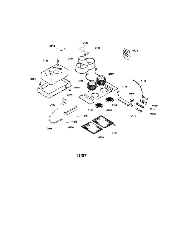 Range Hood Diagram and Parts List for DHL755BUC 01 Bosch Range Hood