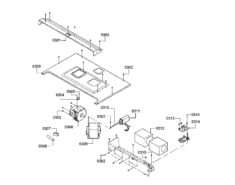 Magnetron/top cover Diagram and Parts List for HMCP0252UC 03 Bosch Microwave