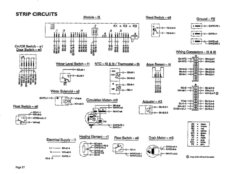 Strip Circuits Diagram and Parts List for DW245UB  Thermador Dishwasher