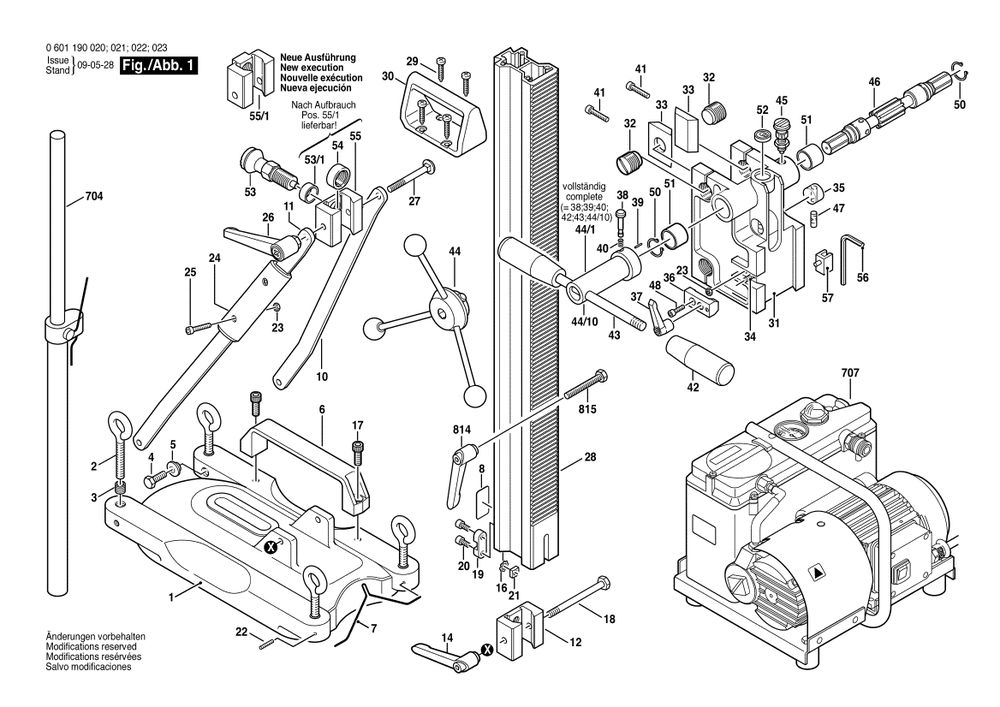 Section 1 Diagram and Parts List for 0601190023  Bosch Tool Stand & Cart