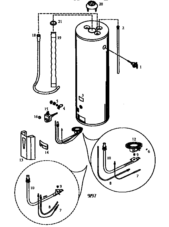 65 Gallon Diagram and Parts List for 153338660  Kenmore Water Heater