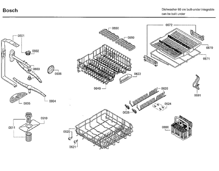 Rack Asy Diagram and Parts List for SHX7ER55UC 50 Bosch Dishwasher