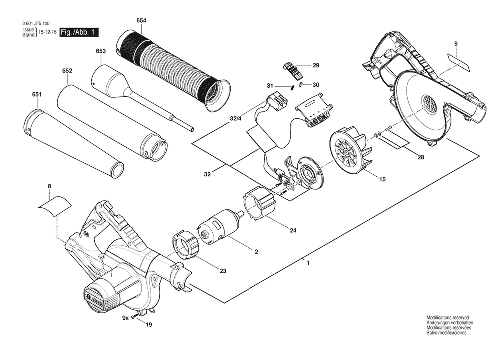 Section 1 Diagram and Parts List for 3601JF5110  Bosch Miscellaneous