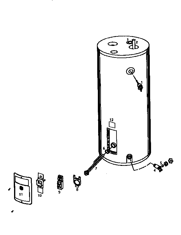 40 Gallon Model Diagram and Parts List for 153313230  Kenmore Water Heater