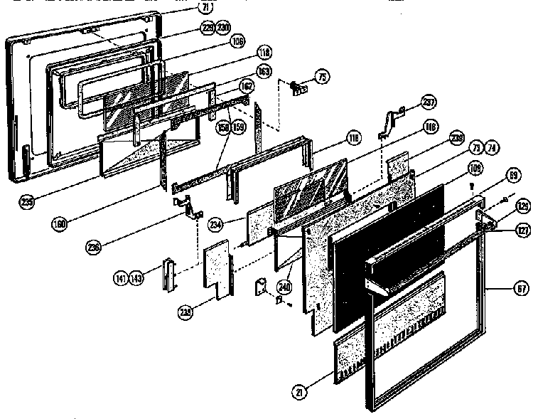 Door Diagram and Parts List for ESC-30  Thermador Range