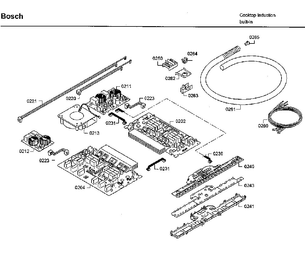 Pcb's assy Diagram and Parts List for NITP068UC 01 Bosch Cooktop