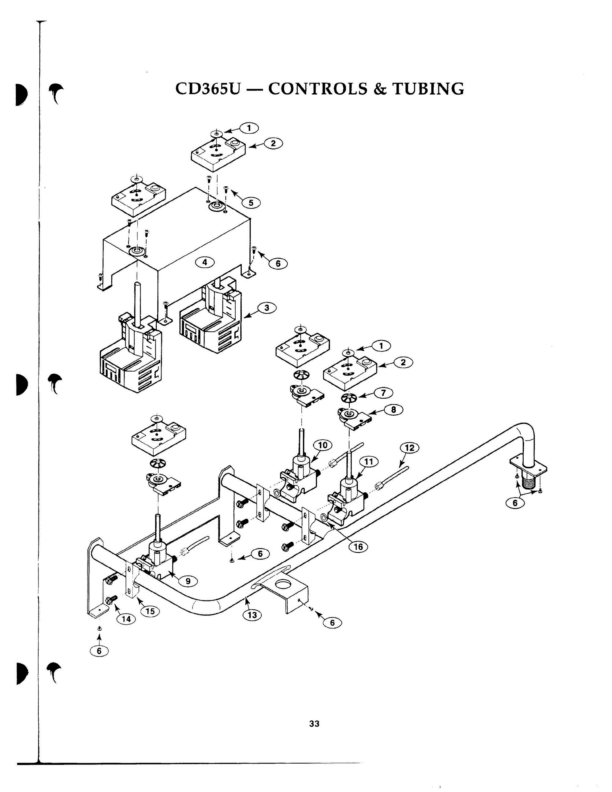32 - CONTROLS & TUBING Diagram and Parts List for CD365UW  Bosch Range