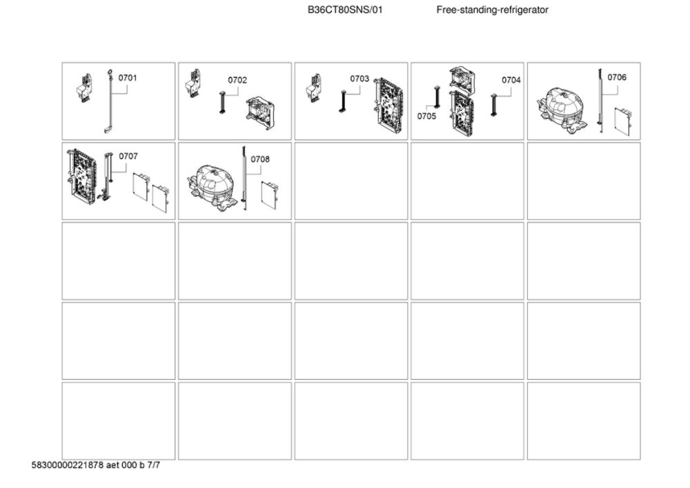 Wires Diagram and Parts List for B36CT80SNS 01 Bosch Refrigerator